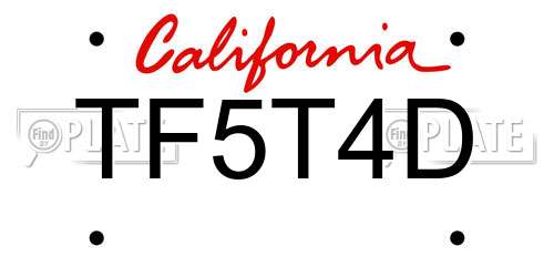 TF5T4D California License Plate