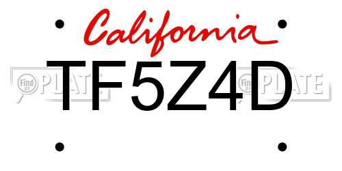 TF5Z4D California License Plate