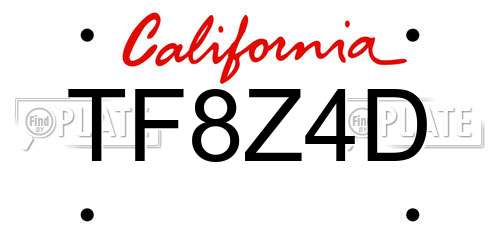 TF8Z4D California License Plate