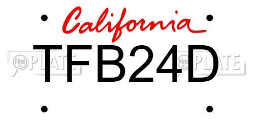 TFB24D California License Plate