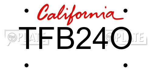 TFB24O California License Plate