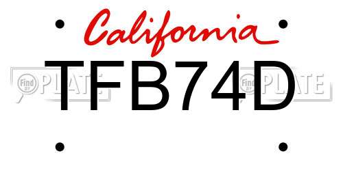 TFB74D California License Plate