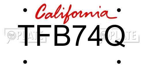 TFB74Q California License Plate