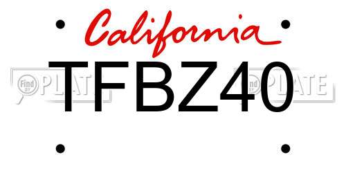 TFBZ40 California License Plate
