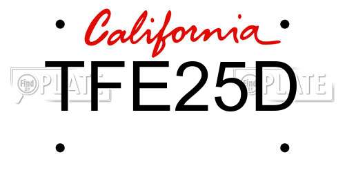 TFE25D California License Plate