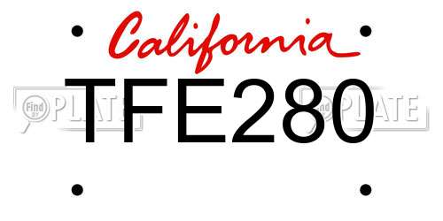 TFE280 California License Plate