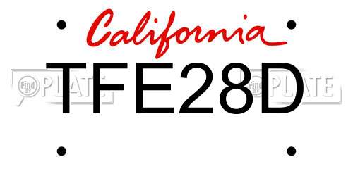TFE28D California License Plate