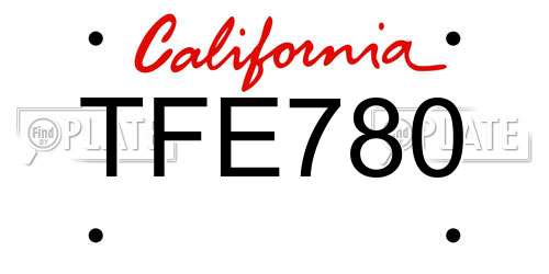 TFE780 California License Plate