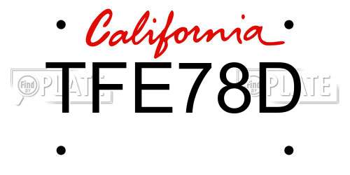 TFE78D California License Plate