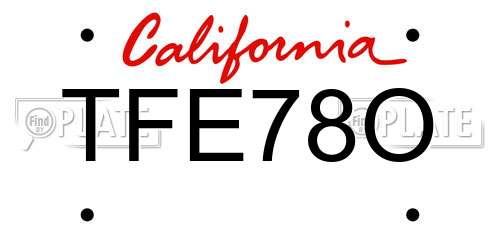 TFE78O California License Plate