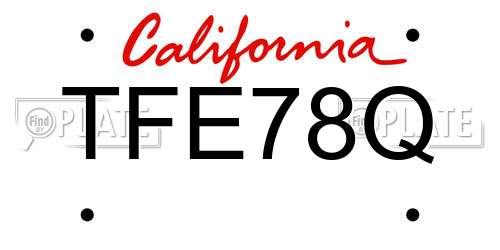 TFE78Q California License Plate