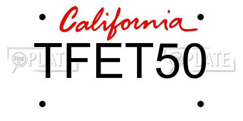 TFET50 California License Plate