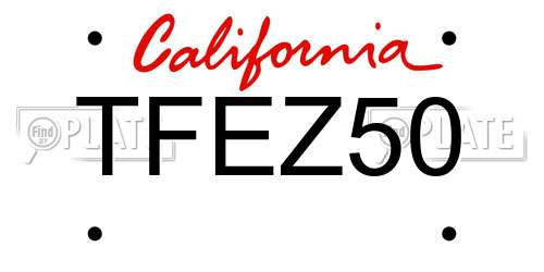 TFEZ50 California License Plate