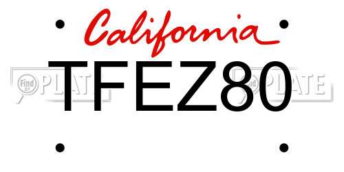 TFEZ80 California License Plate