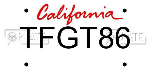 TFGT86 California License Plate