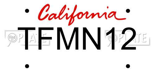 TFMN12 California License Plate