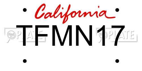 TFMN17 California License Plate