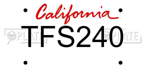TFS240 California License Plate