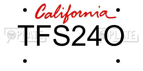 TFS24O California License Plate