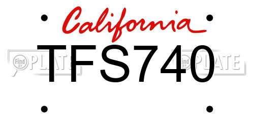 TFS740 California License Plate
