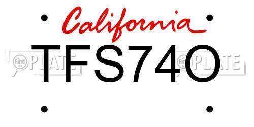 TFS74O California License Plate