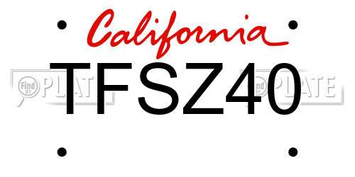 TFSZ40 California License Plate