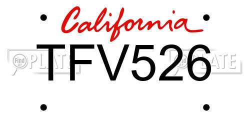 TFV526 California License Plate