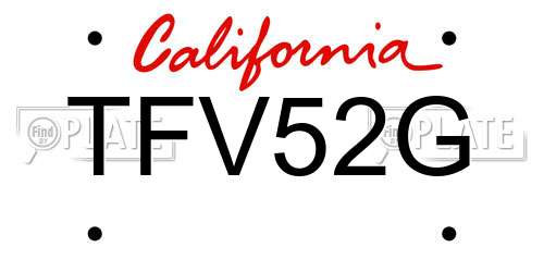 TFV52G California License Plate