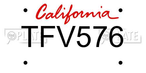 TFV576 California License Plate