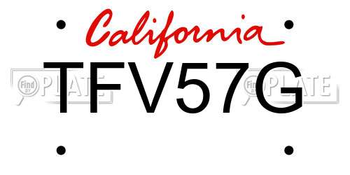 TFV57G California License Plate