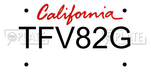 TFV82G California License Plate