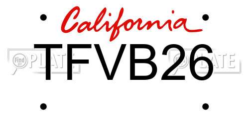 TFVB26 California License Plate