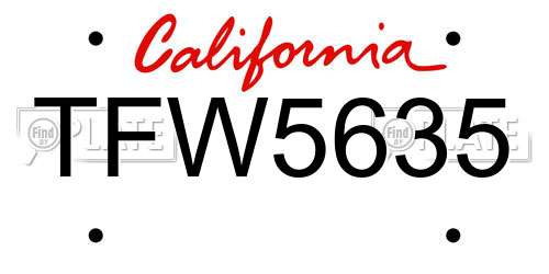 TFW5635 California License Plate