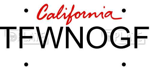 TFWNOGF California License Plate
