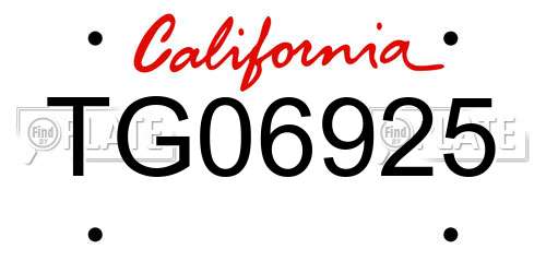 TG06925 California License Plate