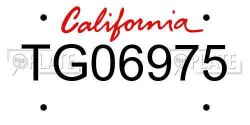TG06975 California License Plate