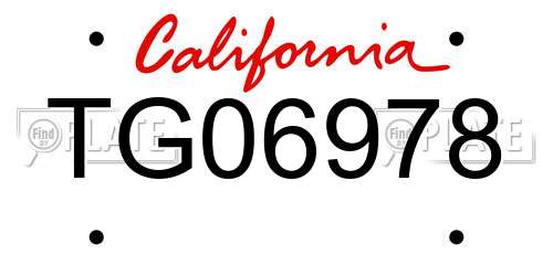 TG06978 California License Plate