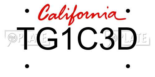 TG1C3D California License Plate