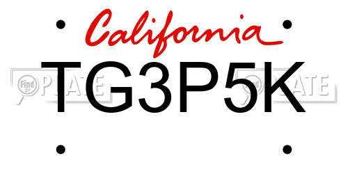 TG3P5K California License Plate