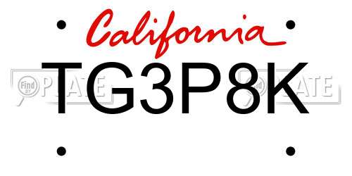 TG3P8K California License Plate