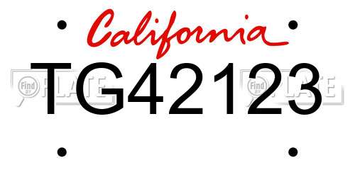 TG42123 California License Plate