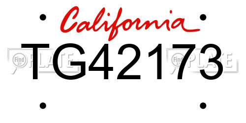 TG42173 California License Plate