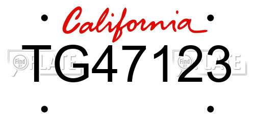 TG47123 California License Plate
