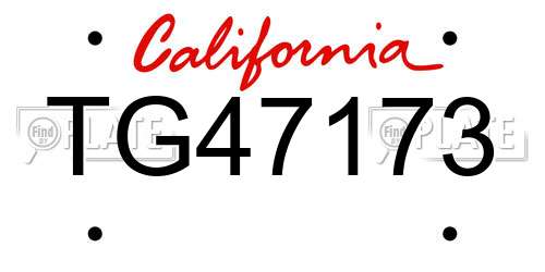 TG47173 California License Plate
