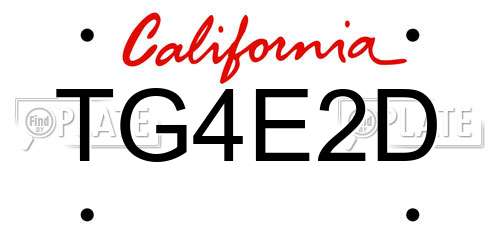 TG4E2D California License Plate