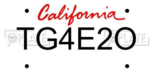 TG4E2O California License Plate