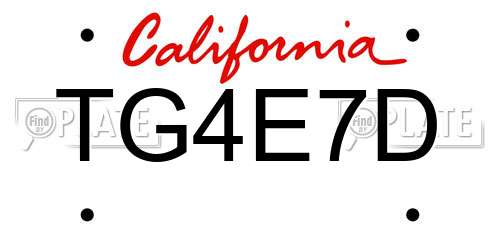TG4E7D California License Plate