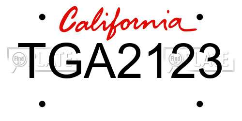TGA2123 California License Plate