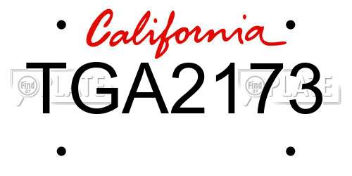 TGA2173 California License Plate