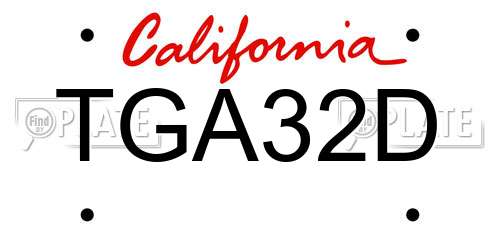 TGA32D California License Plate
